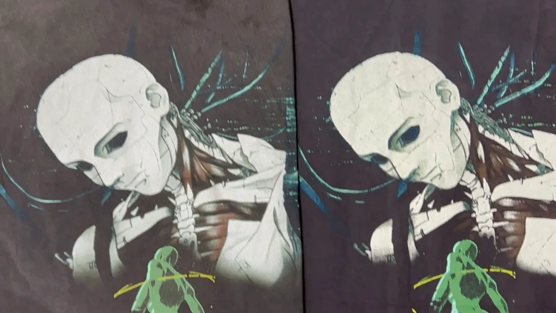 Printing proofing SAINT Mxxxxxx × GHOST IN THE SHELL Ghost in the Shell GS_LS TEE/GITS/BLK Big IP Ghost in the Shell joint model Motoko Kusanagi takes a bath Retro distressed long sleeves with holes Washed black S-XL
